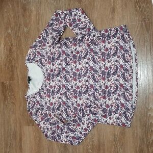 (L) Tribal Paisley Print Floral Soft Long Sleeve Top Casual Weekend Loungewear